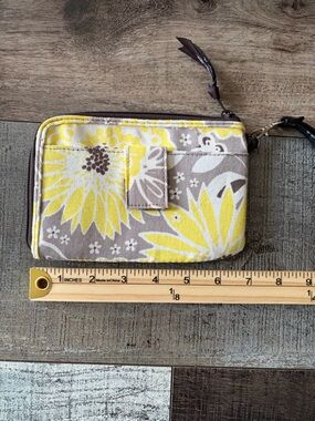 Thirty-One Yellow Floral Wallet Organizer Wristlet Zip Around
